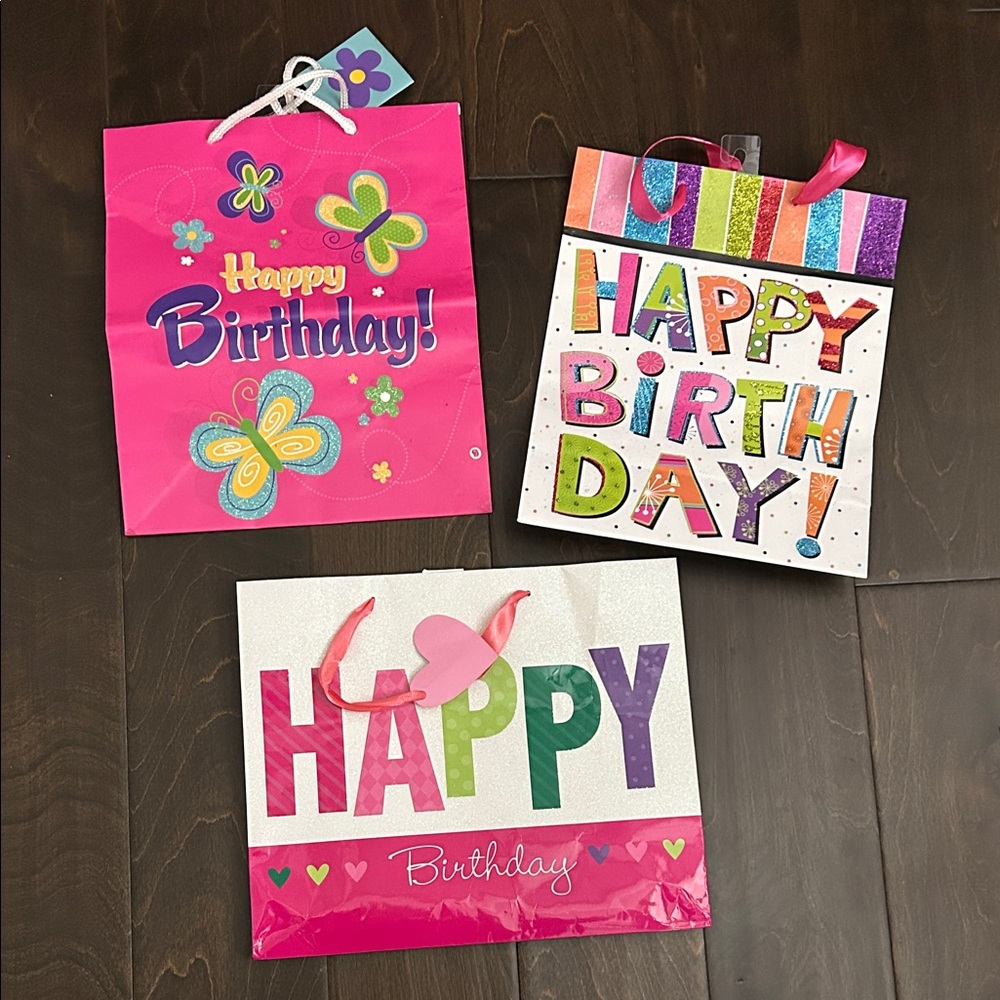Colorful Birthday Gift Bags Set of 3 (with sequins)
